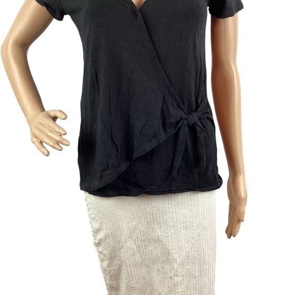 J. by J.Crew Wrap Tie Tee Size S Black Short Sleeve - Picture 3 of 7